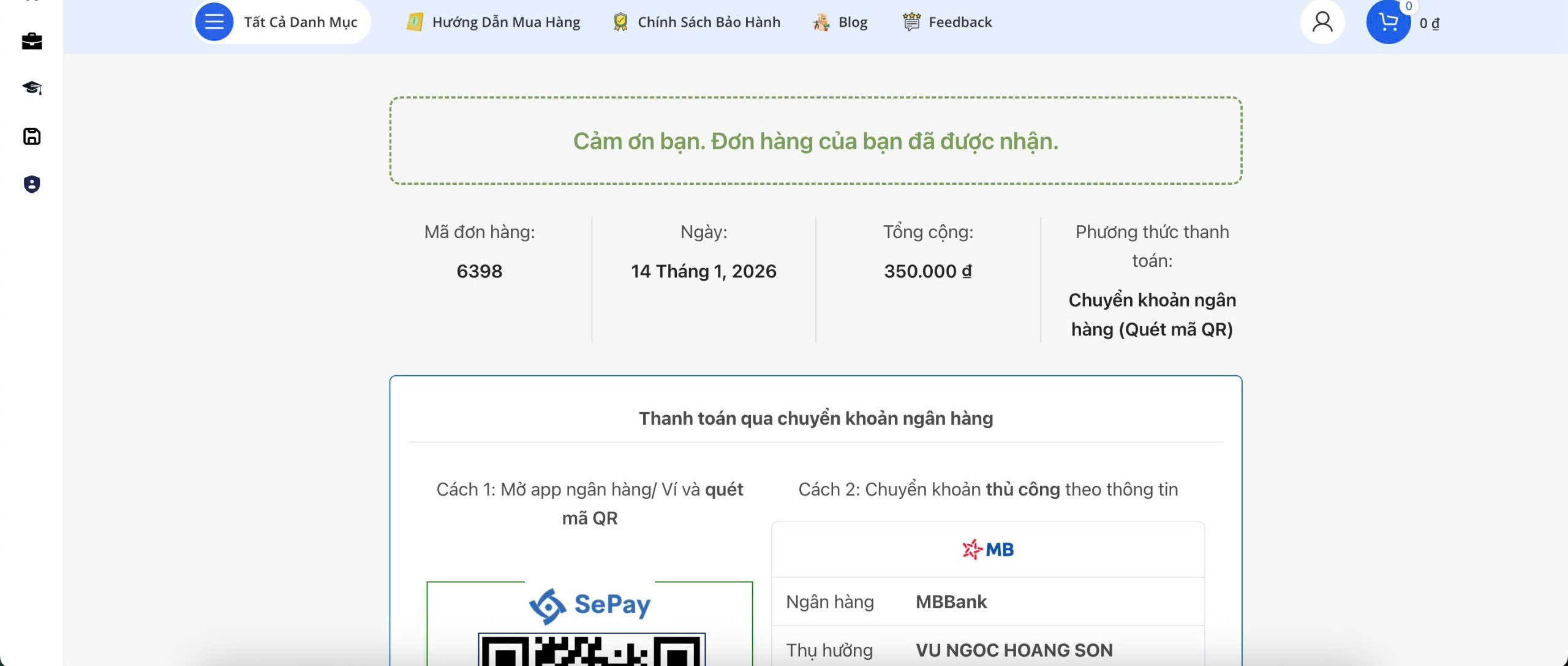 hoàn tất thanh toán