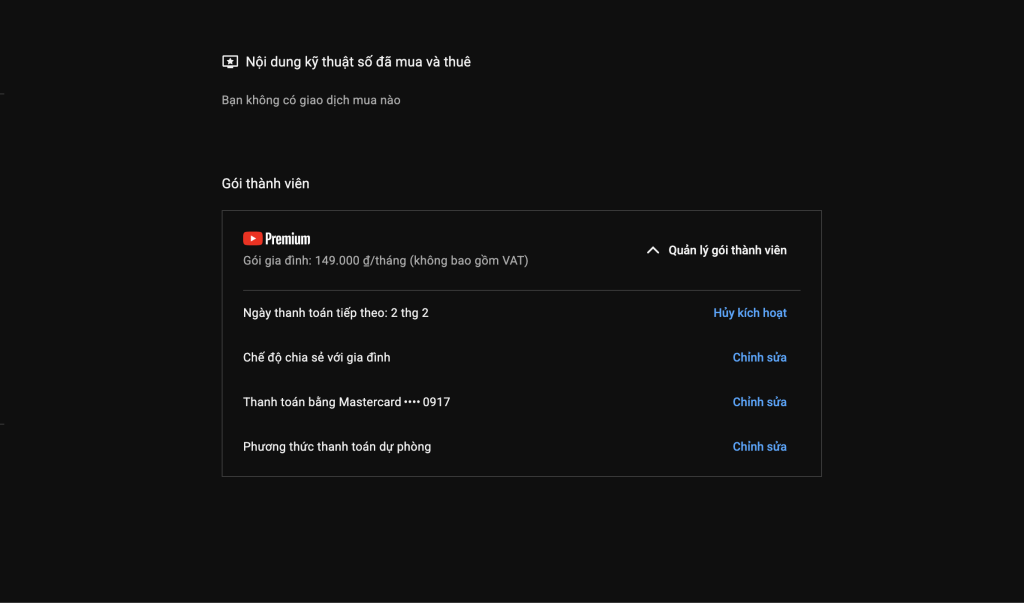 kiểm tra youtube đã premium hay chưa