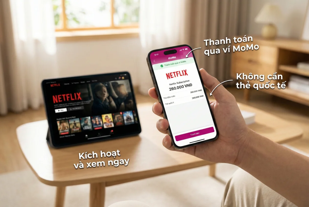 cách mua netflix qua momo