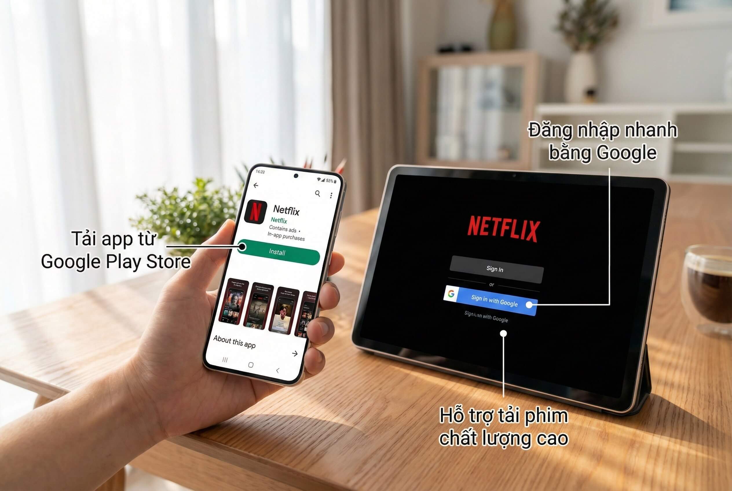 đăng nhập netflix qua android