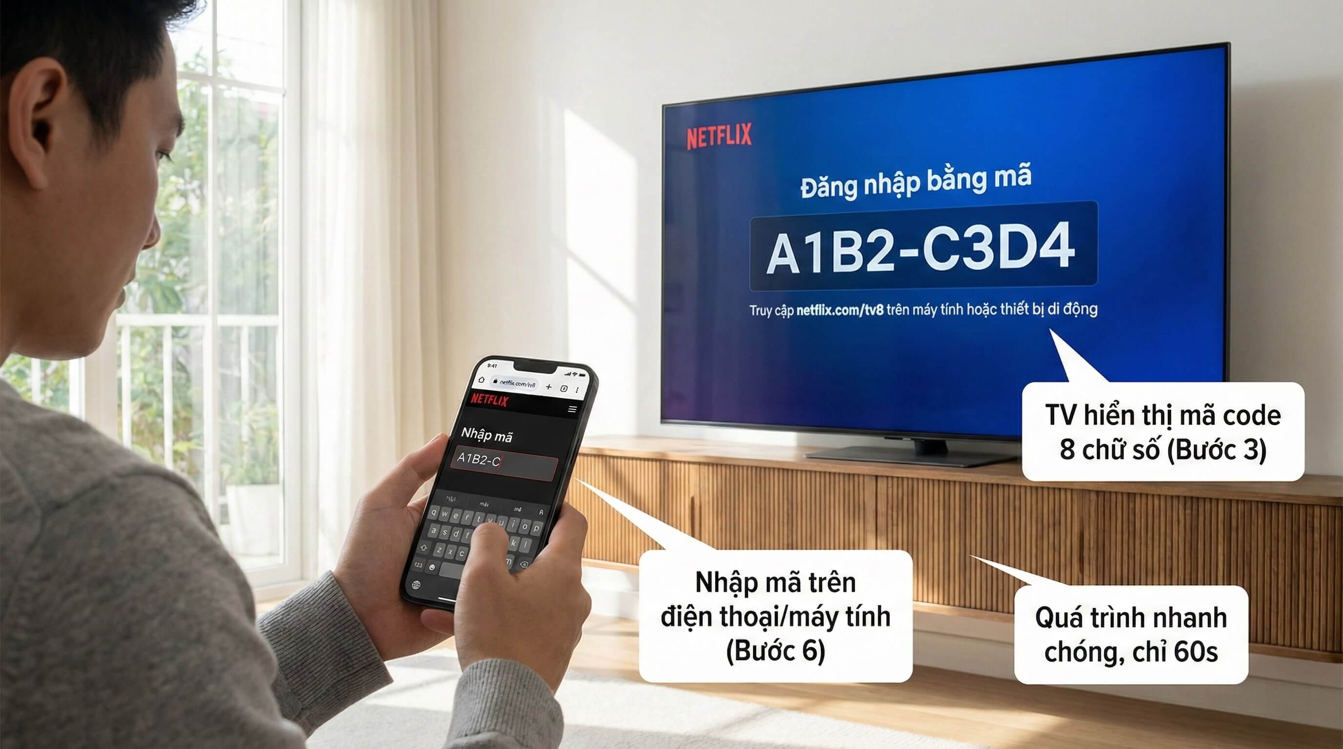 Đăng Nhập Netflix Bằng Mã Code 8 Chữ Số