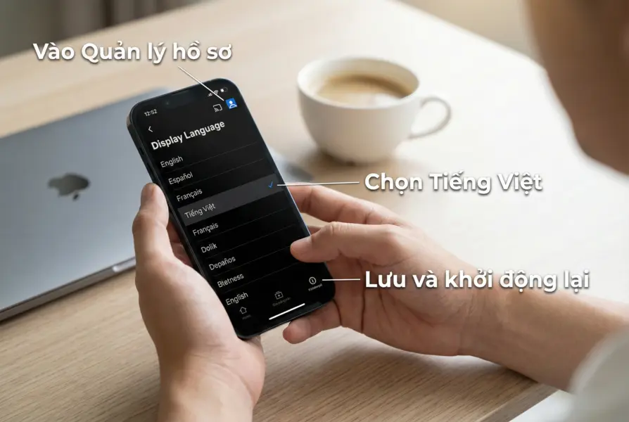 đổi ngôn ngữ ở netflix trên điện thoại