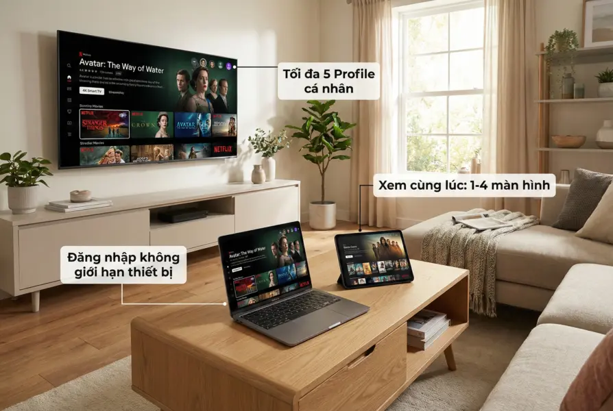 gia netflix 4 Thiết bị đăng nhập khác với xem cùng lúc ở netflix là gì