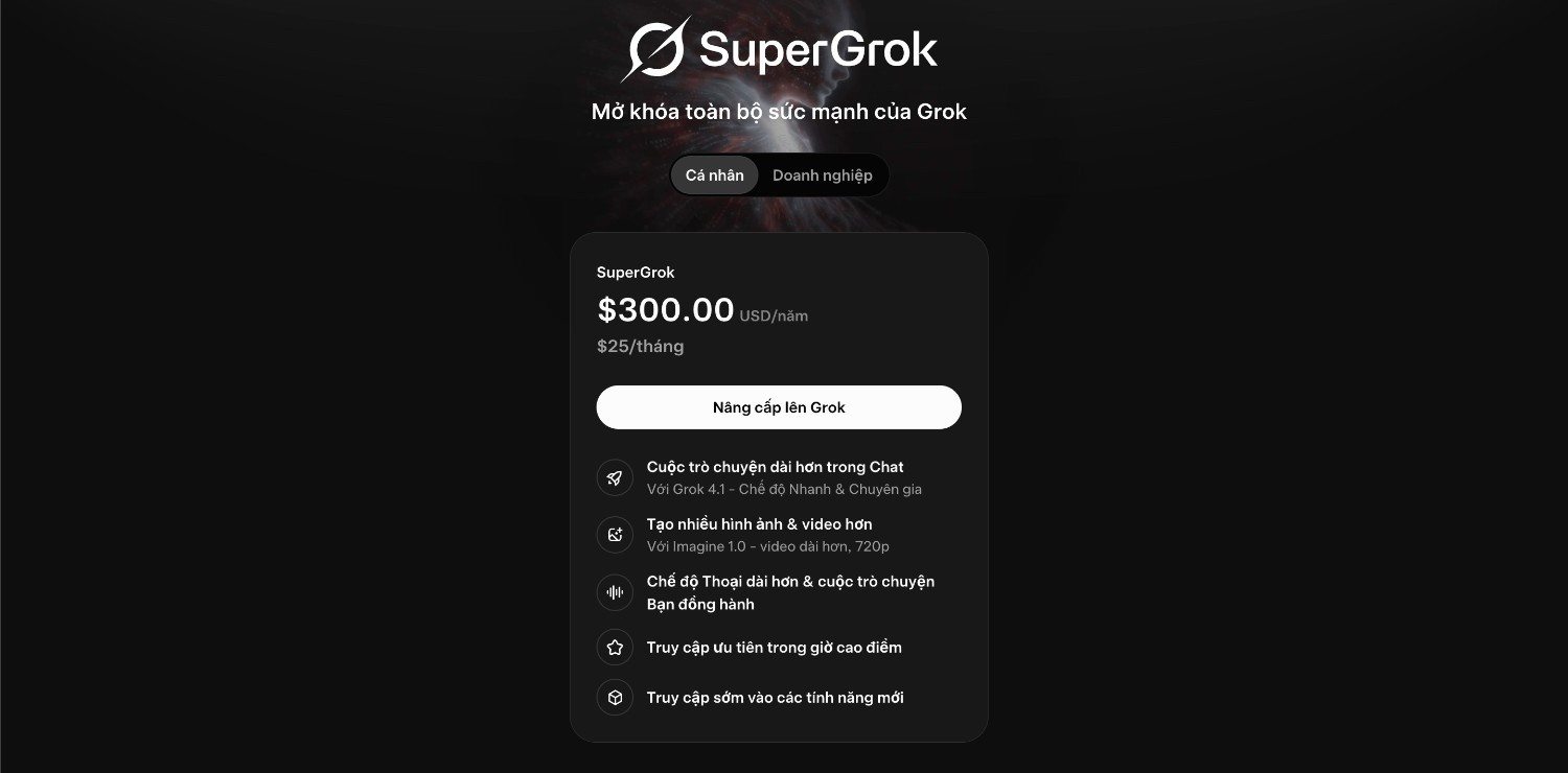 bảng giá gói super grok tại gshare